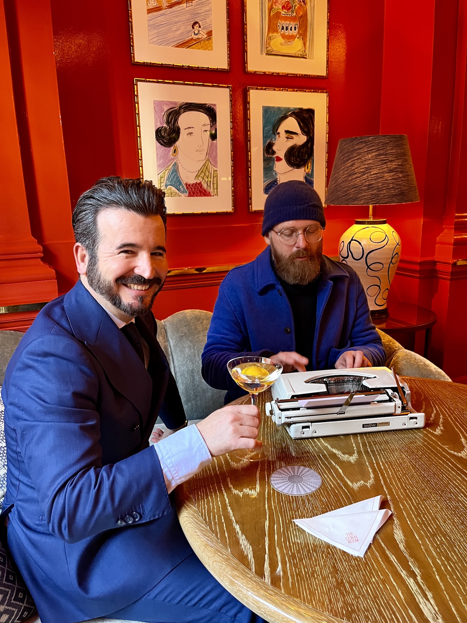 Luke Davis at The Coral Room with vintage typewriter